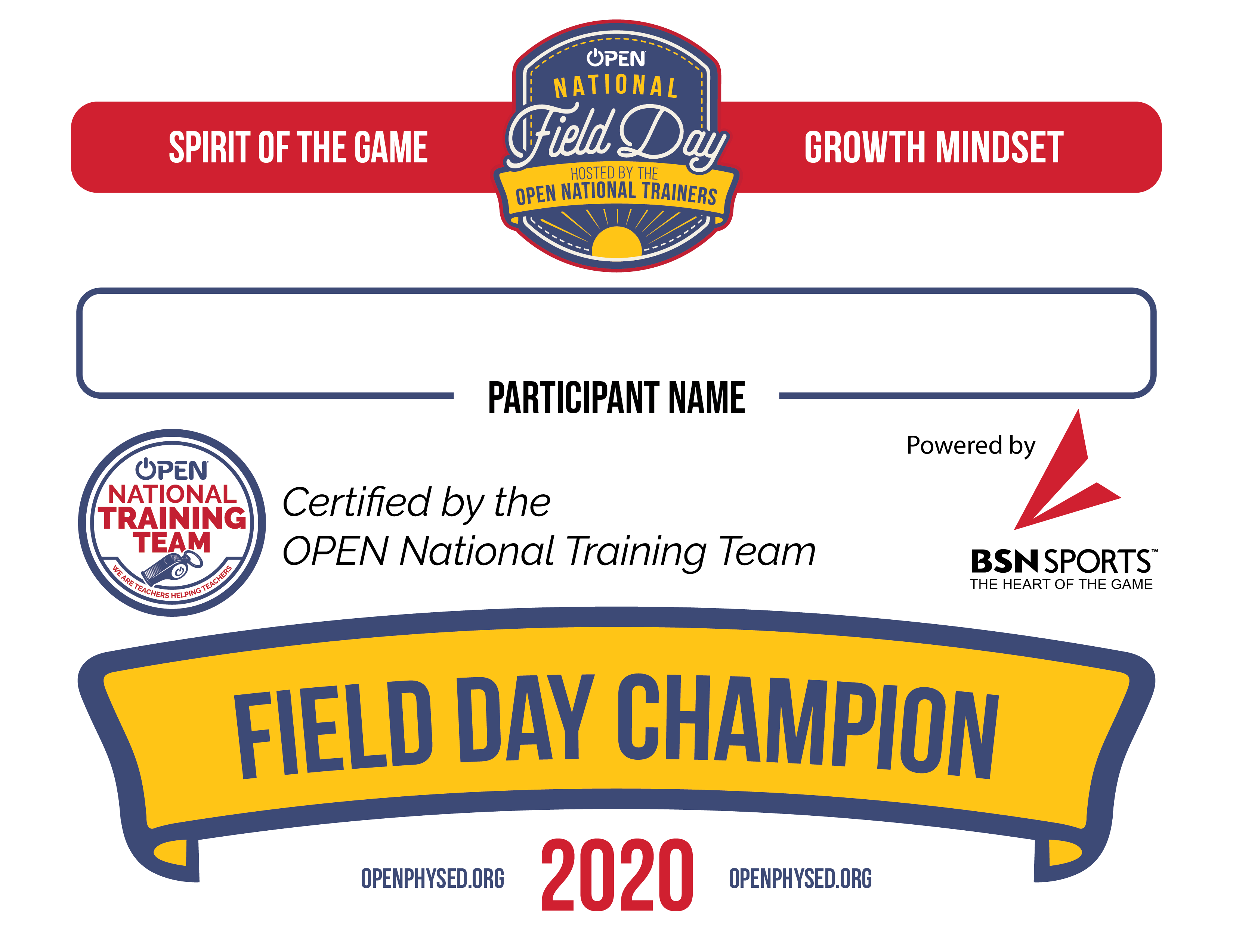 Field Day Champion Certificate Image