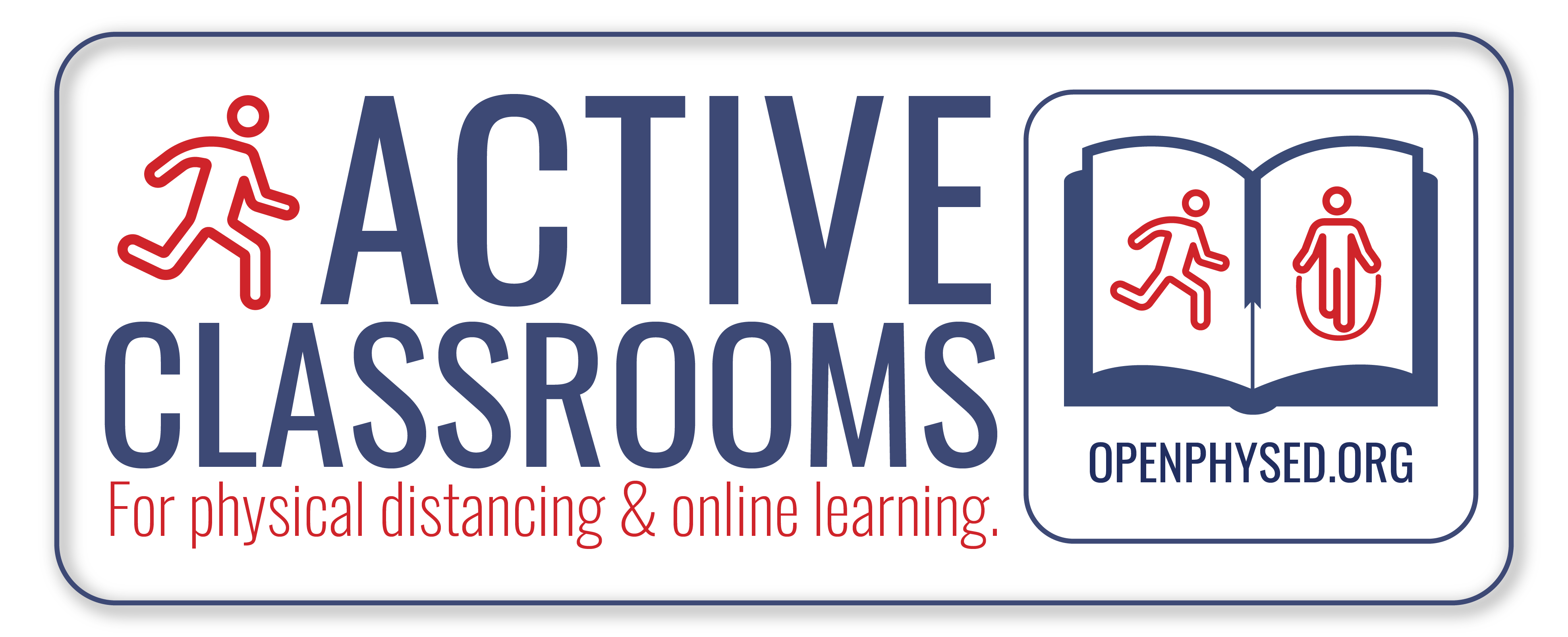 Logotipo de Aulas activas para el distanciamiento físico y el aprendizaje en línea
